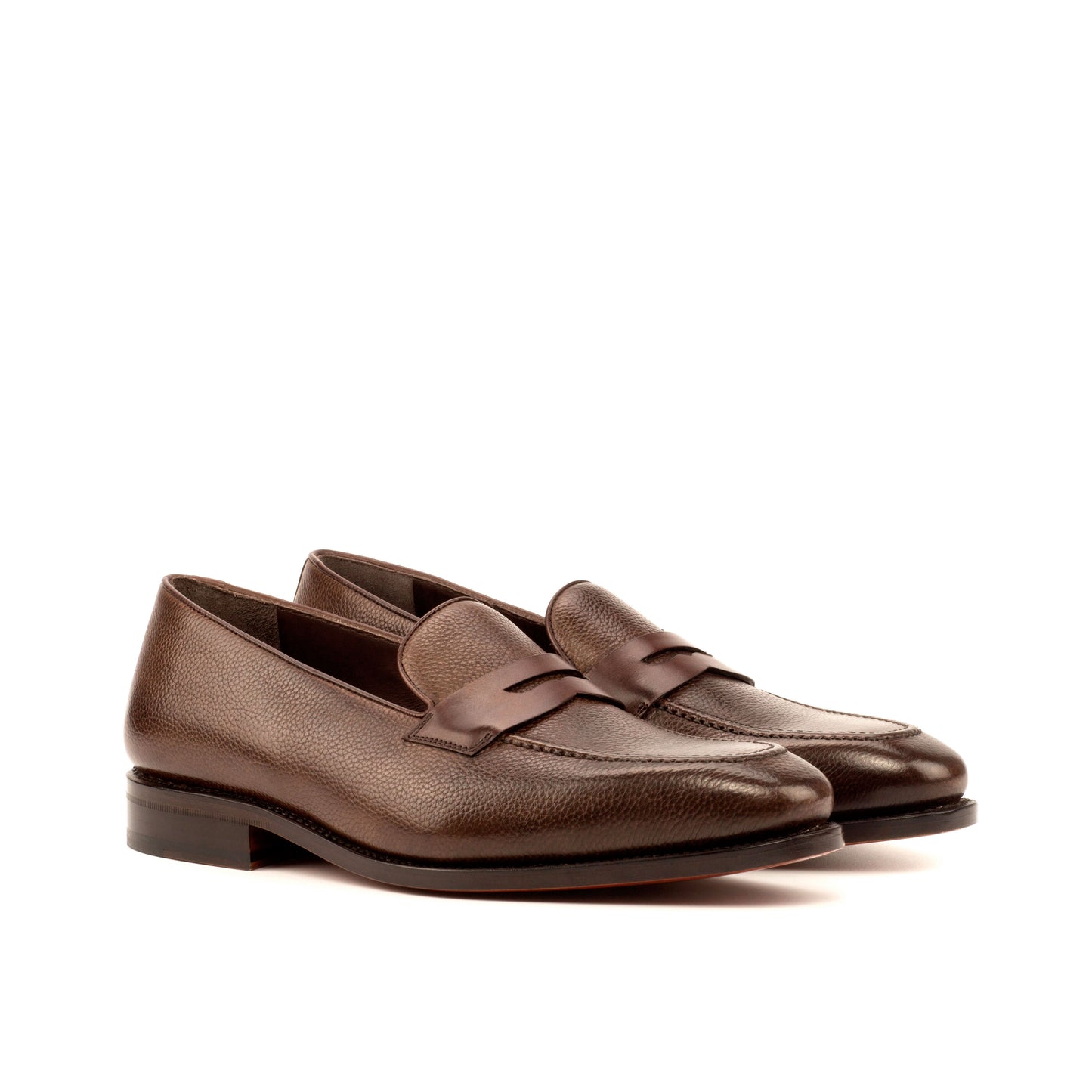 Brown Pebble Leather Loafers